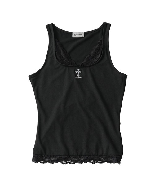 Subciety(サブサエティ)の「Cross lace tank top(タンクトップ・レディース・ブラック/ホワイト・LARGE/MEDIUM)」の4枚目の写真
