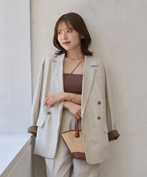 Thevon | 【Mayu企画】袖配色リネン混ジャケット(テーラードジャケット)