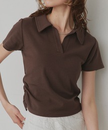 サイドギャザー フライスコンパクト スキッパーTシャツ