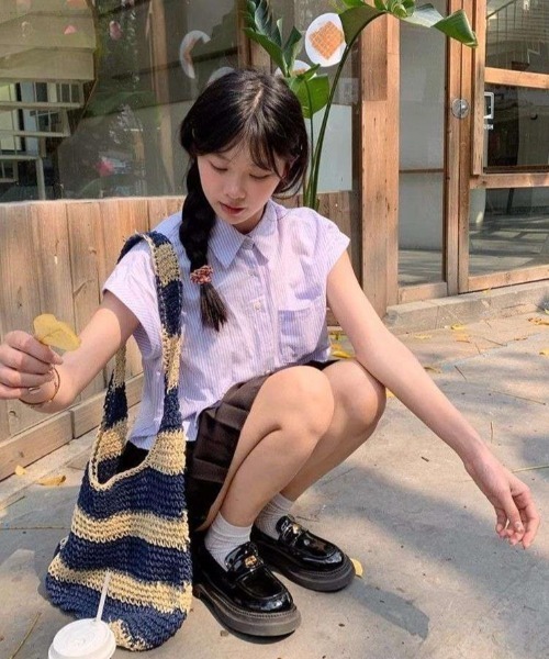 SHEPP(シープ)の「フレンチスリーブ ストライプシャツ(シャツ/ブラウス・レディース・ピンク/ブルー・M/S)」の8枚目の写真