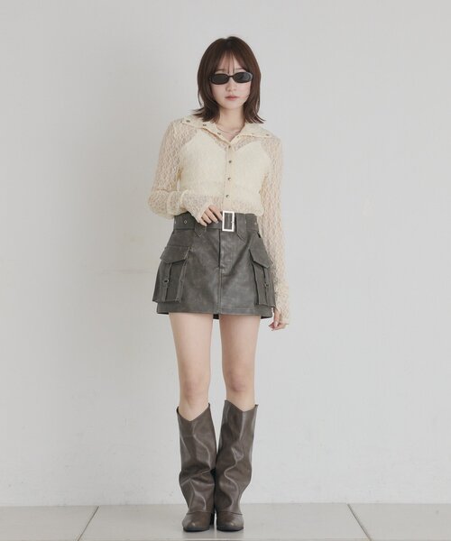 mline（エムライン）の「[mline]シアーレース ブラウス（Tシャツ/カットソー・レディース・アイボリー/ブラック/ピンク/オフホワイト・FREE）」の16枚目の写真