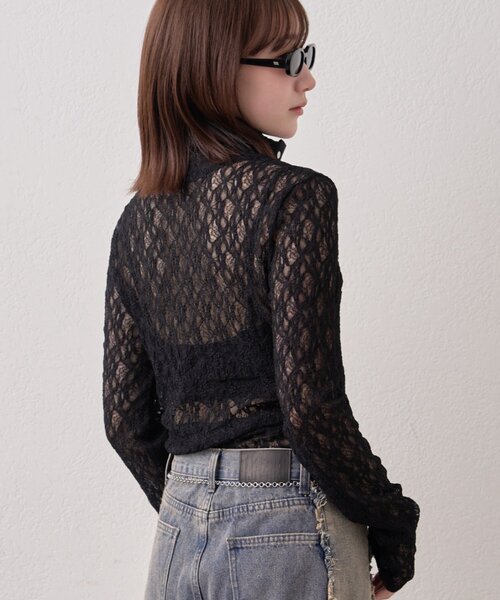 mline（エムライン）の「[mline]シアーレース ブラウス（Tシャツ/カットソー・レディース・アイボリー/ブラック/ピンク/オフホワイト・FREE）」の22枚目の写真