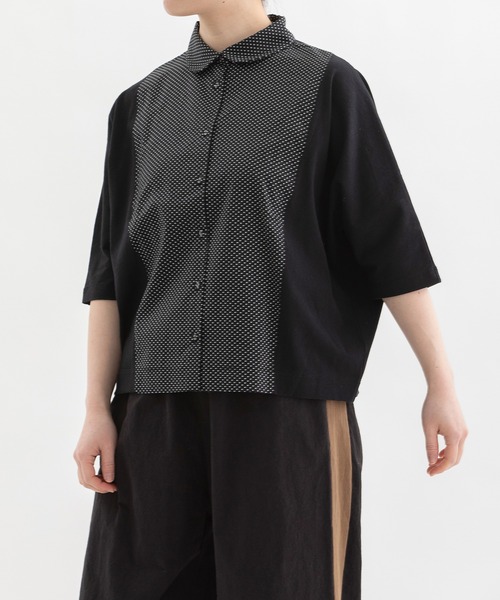 ClocheUSコットン布帛5分袖シャツカｯトソー（Tシャツ/カットソー 