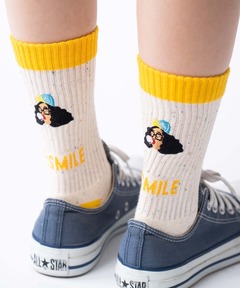 カラーネップSMILE刺繍ソックス