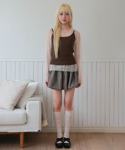 LiLIN（リリン）の「コンパクト ベーシック リブ ニット キャミソール（キャミソール・レディース・ブラウン/ホワイト/ライトグレー・FREE）」の17枚目の写真