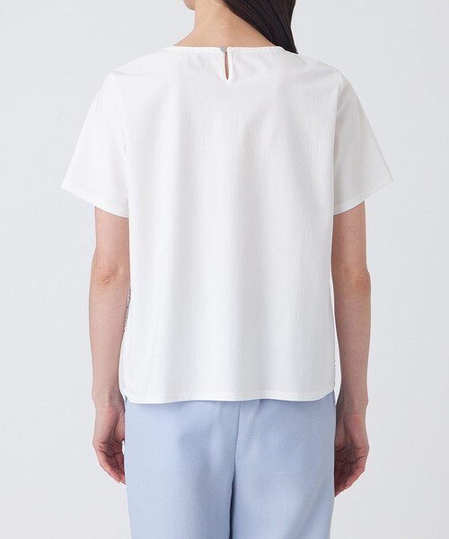 TRANS WORK(トランスワーク)の「【L】【ウォッシャブル】ジョーゼットジャージカットソー(Tシャツ/カットソー・レディース・ネイビー/オフホワイト・44/46)」の7枚目の写真
