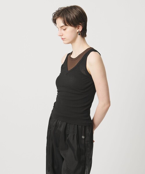 Pheeta(フィータ)の「<Pheeta>Hedy タンクトップ / 015C-CU12(Tシャツ/カットソー・レディース・ダークブラウン/ブラック/ライトグレー・FREE)」の4枚目の写真