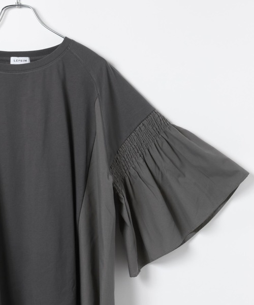 LEPSIM（レプシィム）の「異素材フリルBIGT　242843（Tシャツ/カットソー・レディース・オレンジ/ベージュ/ライム/ブルー/チャコールグレー/オフホワイト/ブラック・FREE）」の10枚目の写真