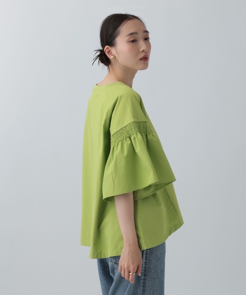 LEPSIM（レプシィム）の「異素材フリルBIGT　242843（Tシャツ/カットソー・レディース・オレンジ/ベージュ/ライム/ブルー/チャコールグレー/オフホワイト/ブラック・FREE）」の22枚目の写真