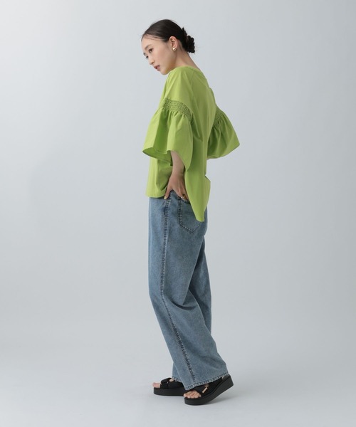 LEPSIM（レプシィム）の「異素材フリルBIGT　242843（Tシャツ/カットソー・レディース・オレンジ/ベージュ/ライム/ブルー/チャコールグレー/オフホワイト/ブラック・FREE）」の20枚目の写真