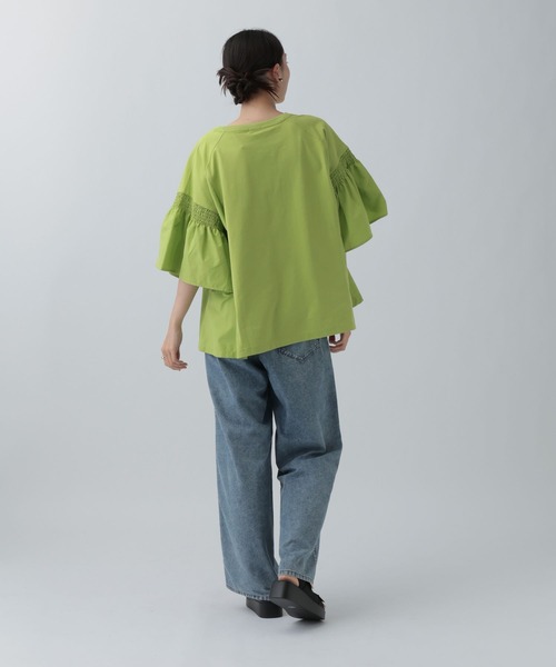 LEPSIM（レプシィム）の「異素材フリルBIGT　242843（Tシャツ/カットソー・レディース・オレンジ/ベージュ/ライム/ブルー/チャコールグレー/オフホワイト/ブラック・FREE）」の19枚目の写真