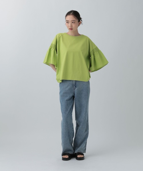LEPSIM（レプシィム）の「異素材フリルBIGT　242843（Tシャツ/カットソー・レディース・オレンジ/ベージュ/ライム/ブルー/チャコールグレー/オフホワイト/ブラック・FREE）」の18枚目の写真