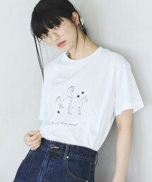 Firsthand/ファーストハンド コンフォータブル ホースプリント クルーネック Tシャツ