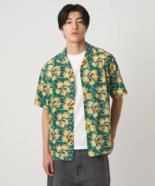 A DAY IN THE LIFE UNITED ARROWS(アデイインザライフユナイテッドアローズ)の「HOOKANO アロハプリント オープンカラーシャツ(シャツ/ブラウス・メンズ・ケリーグリーン/ブラウン系・M/L)」の3枚目の写真