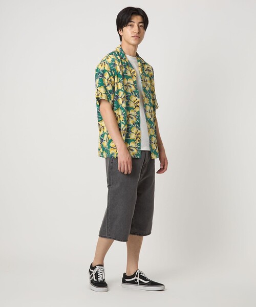 A DAY IN THE LIFE UNITED ARROWS(アデイインザライフユナイテッドアローズ)の「HOOKANO アロハプリント オープンカラーシャツ(シャツ/ブラウス・メンズ・ケリーグリーン/ブラウン系・M/L)」の4枚目の写真