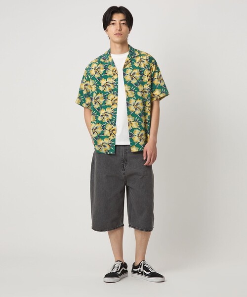 A DAY IN THE LIFE UNITED ARROWS(アデイインザライフユナイテッドアローズ)の「HOOKANO アロハプリント オープンカラーシャツ(シャツ/ブラウス・メンズ・ケリーグリーン/ブラウン系・M/L)」の5枚目の写真
