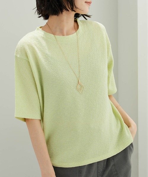BELLUNA PLUS(ベルーナ)の「ジャカード素材プルオーバー(Tシャツ/カットソー・レディース・オフホワイト/オレンジ/ブラウン/ライム・X-LARGE/LARGE/MEDIUM)」の3枚目の写真
