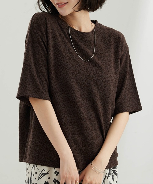 BELLUNA PLUS(ベルーナ)の「ジャカード素材プルオーバー(Tシャツ/カットソー・レディース・オフホワイト/オレンジ/ブラウン/ライム・X-LARGE/LARGE/MEDIUM)」の22枚目の写真