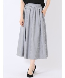 m.f.editorial | 【ロング丈 ウエストゴム】チャームベリーチック/CHRM BERRY TIC ストライプ プリント ギャザー スカート(スカート)