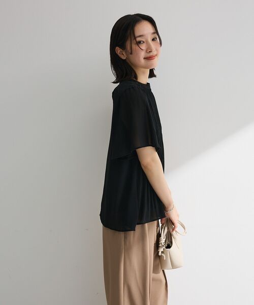 Green Parks(グリーンパークス)の「マジョリカプリーツショートスリーブブラウス(シャツ/ブラウス・レディース・ドット/オフホワイト/ブラック・FREE)」の14枚目の写真