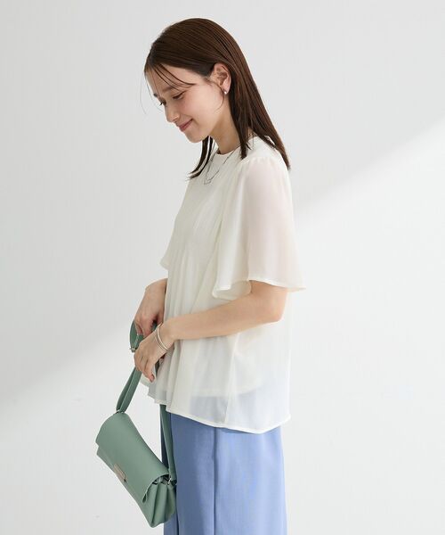 Green Parks(グリーンパークス)の「マジョリカプリーツショートスリーブブラウス(シャツ/ブラウス・レディース・ドット/オフホワイト/ブラック・FREE)」の19枚目の写真