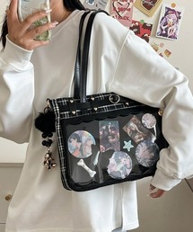【Y2Kガーリー】レトロチェック 大容量痛バッグ ショルダー/斜め掛け/トートバッグ