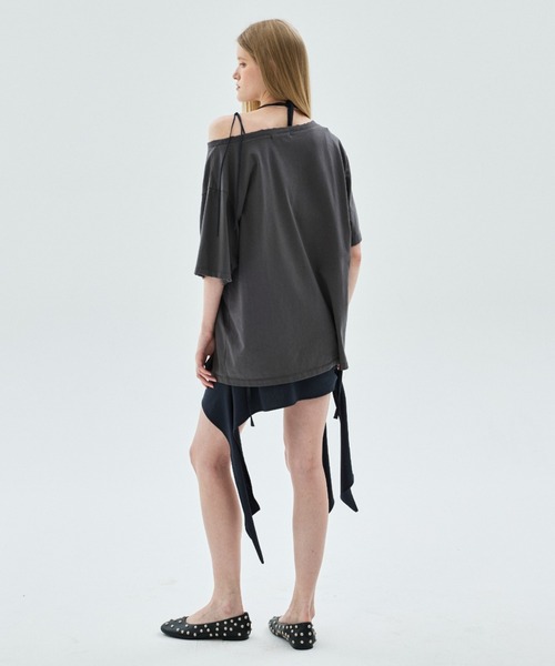 Mardi Mercredi(マルディメクルディ)の「TSHIRT OFF SHOULDER CRACKED LOGO DESTROYED / Tシャツ オフショルダー クラック ロゴ デストロイド(Tシャツ/カットソー・レディース・ヘザーグレー/アイボリー/チャコール・FREE)」の22枚目の写真