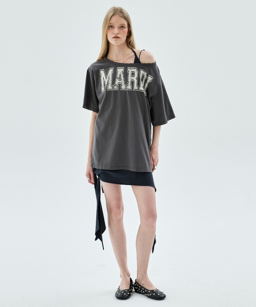 Mardi Mercredi(マルディメクルディ)の「TSHIRT OFF SHOULDER CRACKED LOGO DESTROYED / Tシャツ オフショルダー クラック ロゴ デストロイド(Tシャツ/カットソー・レディース・ヘザーグレー/アイボリー/チャコール・FREE)」の20枚目の写真
