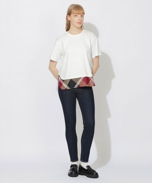 BLUE LABEL CRESTBRIDGE（ブルーレーベルクレストブリッジ）の「【WEB限定】ヘムチェックTシャツ（Tシャツ/カットソー・レディース・ブラック/ホワイト・40/38）」の3枚目の写真