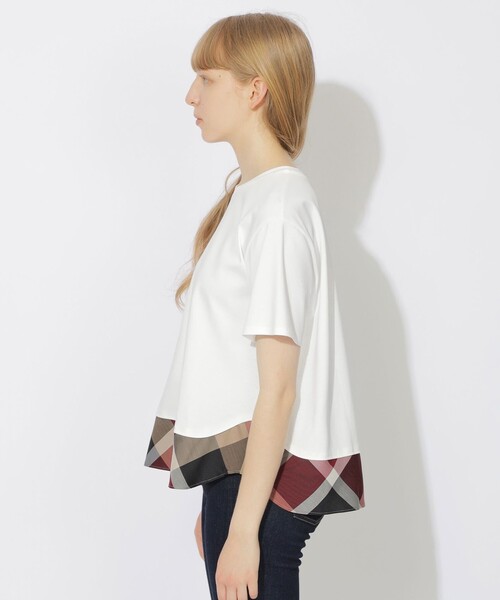 BLUE LABEL CRESTBRIDGE（ブルーレーベルクレストブリッジ）の「【WEB限定】ヘムチェックTシャツ（Tシャツ/カットソー・レディース・ブラック/ホワイト・40/38）」の4枚目の写真