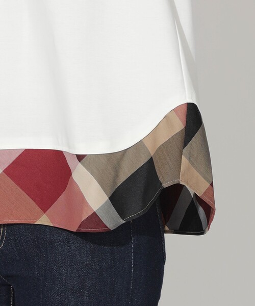 BLUE LABEL CRESTBRIDGE（ブルーレーベルクレストブリッジ）の「【WEB限定】ヘムチェックTシャツ（Tシャツ/カットソー・レディース・ブラック/ホワイト・40/38）」の6枚目の写真