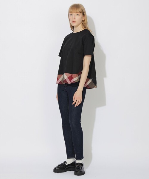 BLUE LABEL CRESTBRIDGE（ブルーレーベルクレストブリッジ）の「【WEB限定】ヘムチェックTシャツ（Tシャツ/カットソー・レディース・ブラック/ホワイト・40/38）」の9枚目の写真