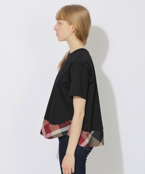 BLUE LABEL CRESTBRIDGE（ブルーレーベルクレストブリッジ）の「【WEB限定】ヘムチェックTシャツ（Tシャツ/カットソー・レディース・ブラック/ホワイト・40/38）」の10枚目の写真