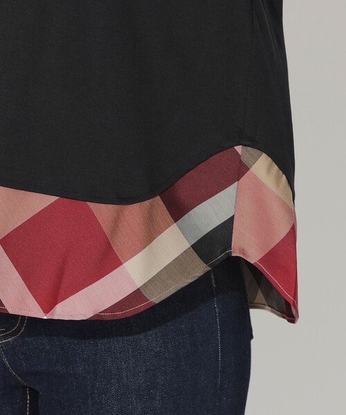 BLUE LABEL CRESTBRIDGE（ブルーレーベルクレストブリッジ）の「【WEB限定】ヘムチェックTシャツ（Tシャツ/カットソー・レディース・ブラック/ホワイト・40/38）」の12枚目の写真