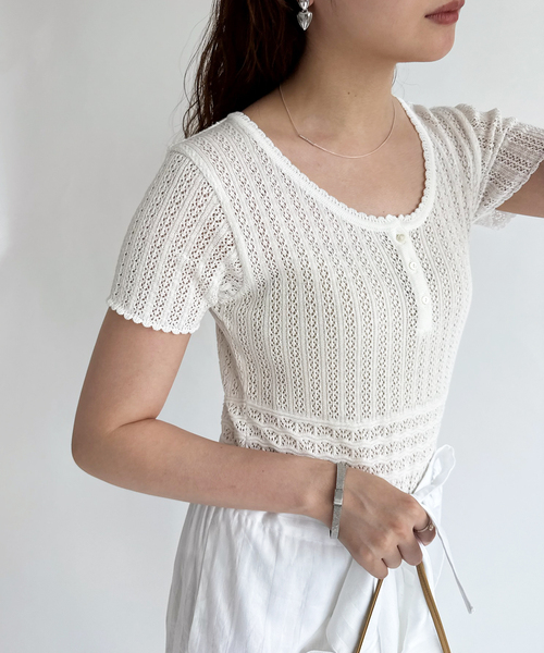 EDIT. FOR LULU（エディットフォールル）の「【NOHRA for LULU】cotton knit leotard（ニット/セーター・レディース・ホワイト/ブラック・FREE）」の4枚目の写真