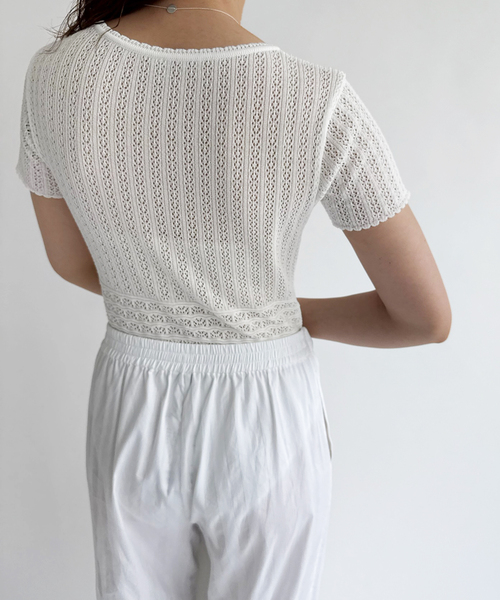 EDIT. FOR LULU（エディットフォールル）の「【NOHRA for LULU】cotton knit leotard（ニット/セーター・レディース・ホワイト/ブラック・FREE）」の5枚目の写真