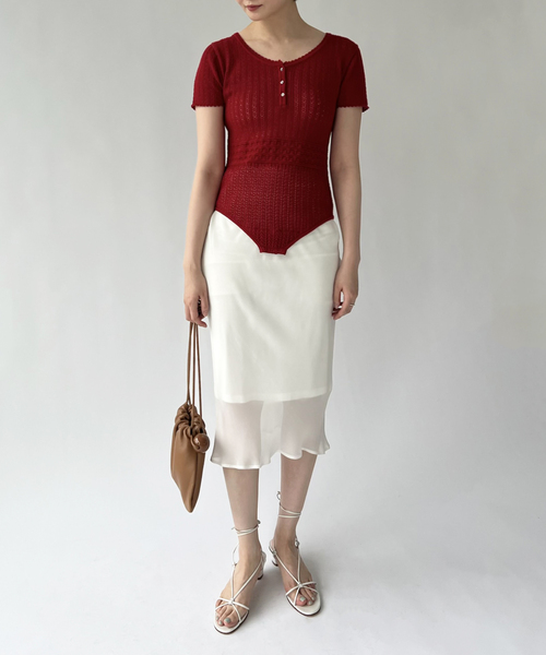 EDIT. FOR LULU（エディットフォールル）の「【NOHRA for LULU】cotton knit leotard（ニット/セーター・レディース・ホワイト/ブラック・FREE）」の9枚目の写真