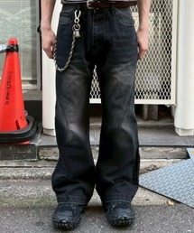 Chikashitsu + | 【Chikashitsu +】washed bootscut denim pants/ 【チカシツプラス】ウォッシュドブーツカットデニムパンツ<着用動画あり>(デニムパンツ)