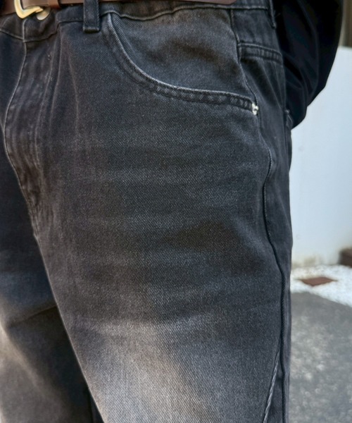Chikashitsu +（チカシツプラス）の「【Chikashitsu +】washed bootscut denim pants/ 【チカシツプラス】ウォッシュドブーツカットデニムパンツ＜着用動画あり＞（デニムパンツ・メンズ・ブラック/ブルー・L/M/S）」の21枚目の写真