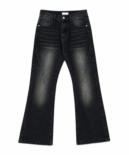 Chikashitsu +（チカシツプラス）の「【Chikashitsu +】washed bootscut denim pants/ 【チカシツプラス】ウォッシュドブーツカットデニムパンツ＜着用動画あり＞（デニムパンツ・メンズ・ブラック/ブルー・L/M/S）」の22枚目の写真