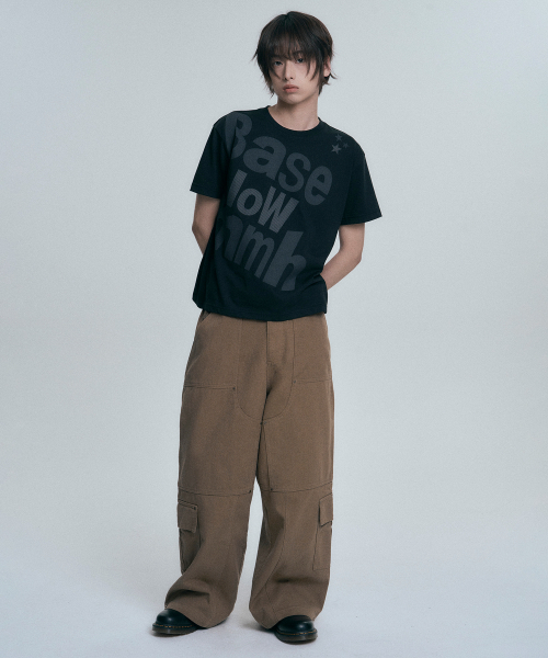 MOO(エムオーオー)の「ベースロウクロップ半袖Tシャツ - ブラック(Tシャツ/カットソー・メンズ・ブラック・SMALL/MEDIUM/LARGE)」の2枚目の写真