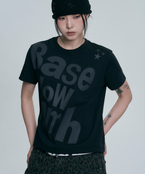 MOO(エムオーオー)の「ベースロウクロップ半袖Tシャツ - ブラック(Tシャツ/カットソー・メンズ・ブラック・SMALL/MEDIUM/LARGE)」の3枚目の写真