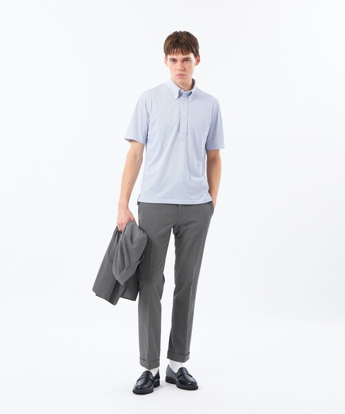 MACKINTOSH PHILOSOPHY（ﾏｯｷﾝﾄｯｼｭ ﾌｨﾛｿﾌｨｰ）の「トロッター ボタンダウンポロ プリント柄バリエーション（ポロシャツ・メンズ・ブルー/ブルー系その他7/グレー系その他/ネイビー・40/38）」の7枚目の写真