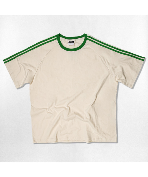 NOTUSUAL(ノットユージュアル)の「ユズアル 2ライン トラック 半袖Tシャツ 4カラー(Tシャツ/カットソー・レディース・ホワイト/ブラック/クリーム/ホワイト×グリーン・SMALL/MEDIUM/LARGE/X-LARGE)」の4枚目の写真