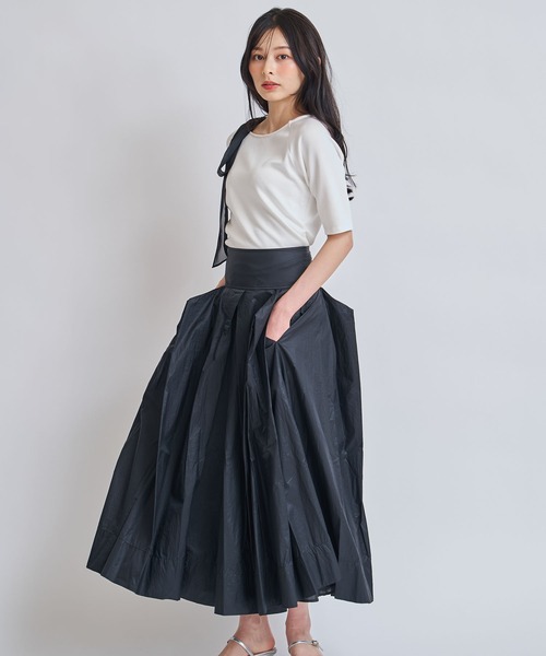 NOELA（ノエラ）の「ナイロンタフタデザインスカート（スカート・レディース・オフホワイト/ネイビー/カーキ/ブラック・M/S）」の3枚目の写真