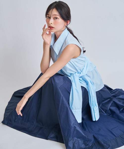 NOELA（ノエラ）の「ナイロンタフタデザインスカート（スカート・レディース・オフホワイト/ネイビー/カーキ/ブラック・M/S）」の5枚目の写真