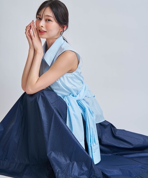 NOELA（ノエラ）の「ナイロンタフタデザインスカート（スカート・レディース・オフホワイト/ネイビー/カーキ/ブラック・M/S）」の7枚目の写真