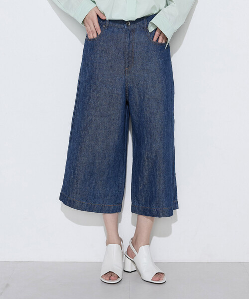 COMME CA Wardrobe(コムサワードローブ)の「リネンデニム キュロットパンツ(その他パンツ・レディース・インディゴブルー・9号/11号)」の1枚目の写真