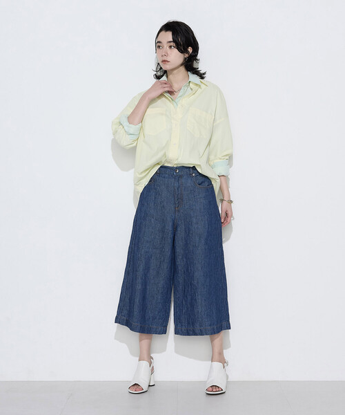 COMME CA Wardrobe(コムサワードローブ)の「リネンデニム キュロットパンツ(その他パンツ・レディース・インディゴブルー・9号/11号)」の2枚目の写真