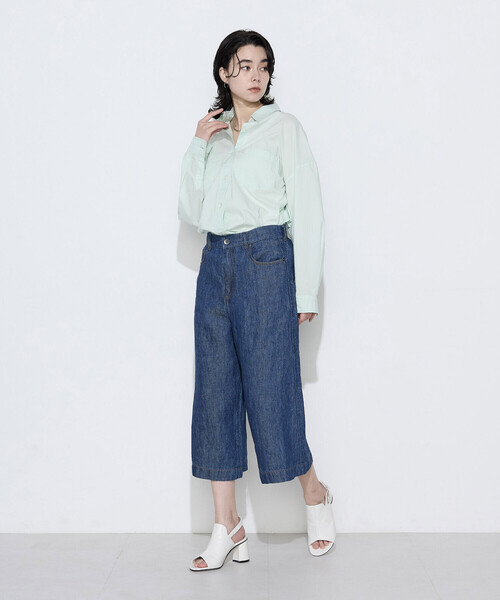 COMME CA Wardrobe(コムサワードローブ)の「リネンデニム キュロットパンツ(その他パンツ・レディース・インディゴブルー・9号/11号)」の3枚目の写真